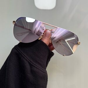 Quay Lavender Rimless Aviator Sunglasses